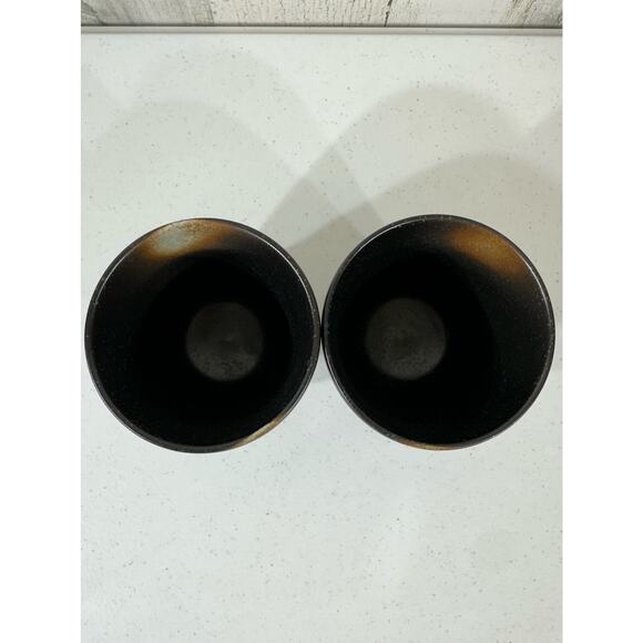 Japanese Ceramic Tea Cups Yunomi Set Two Pair Coffee Brown Beige Mug Vintage‎ - Picture 2 of 12